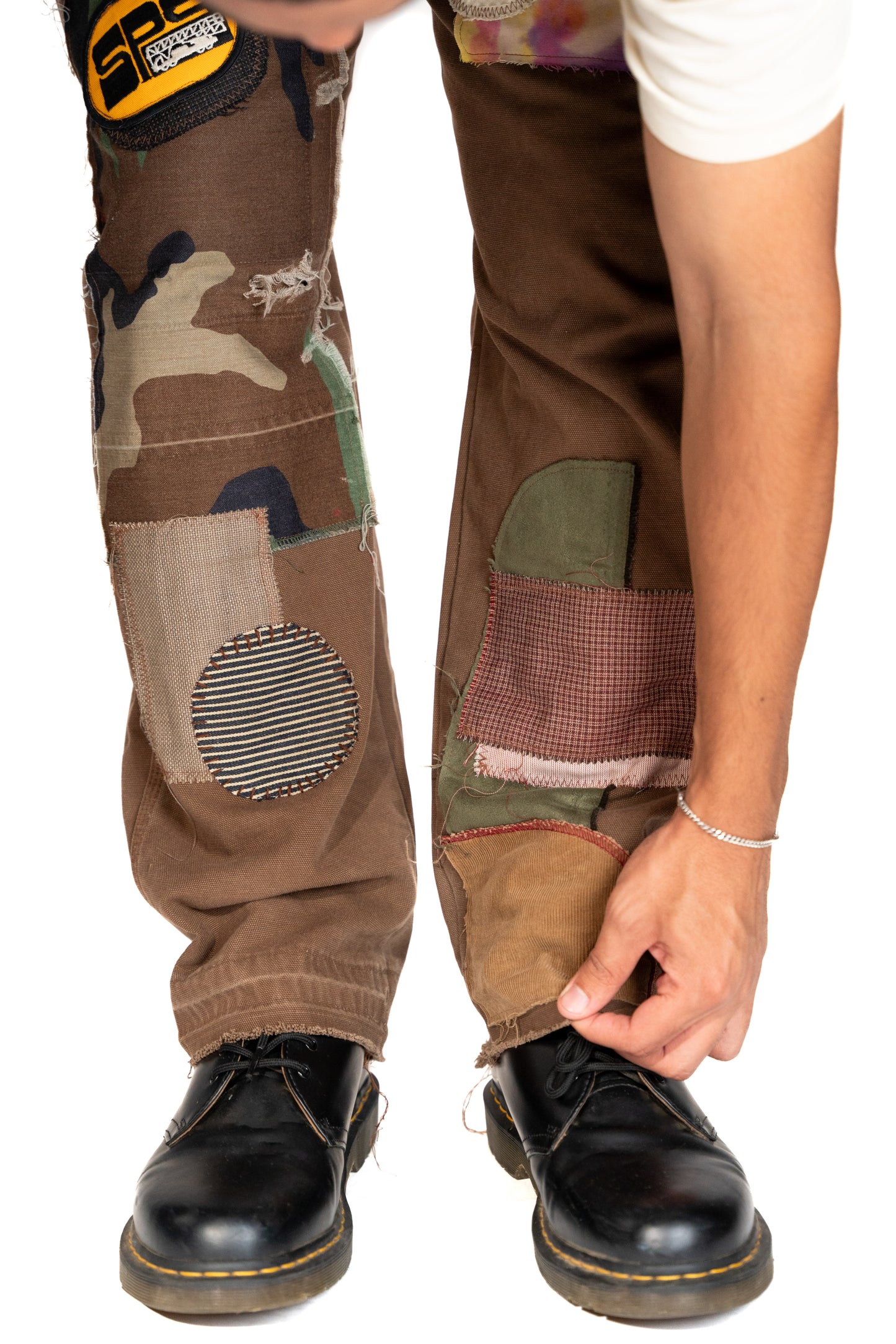 Patchwork Brown Carpenter Pants