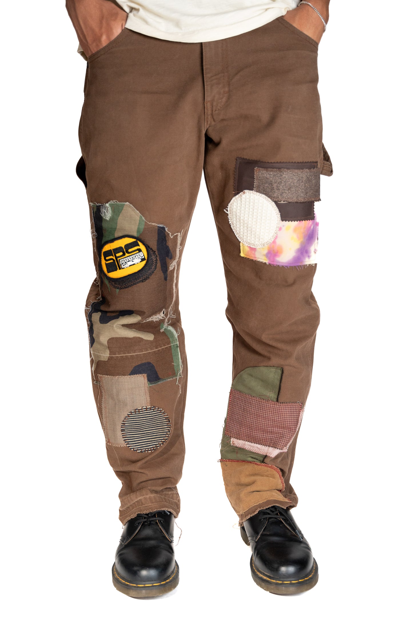 Patchwork Brown Carpenter Pants