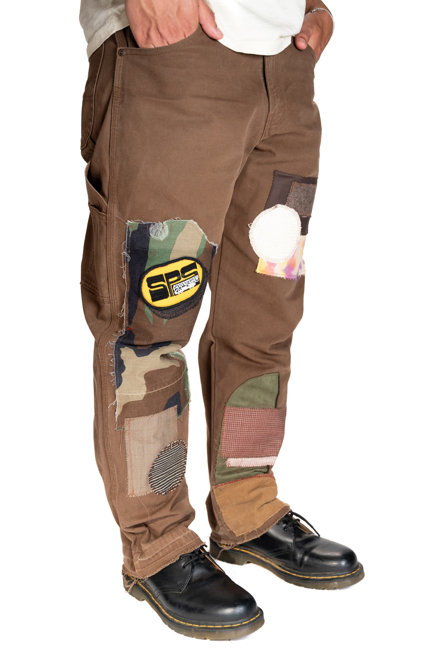 Patchwork Brown Carpenter Pants