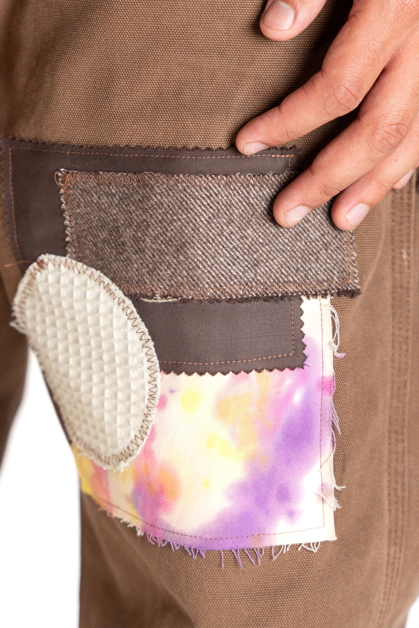 Patchwork Brown Carpenter Pants